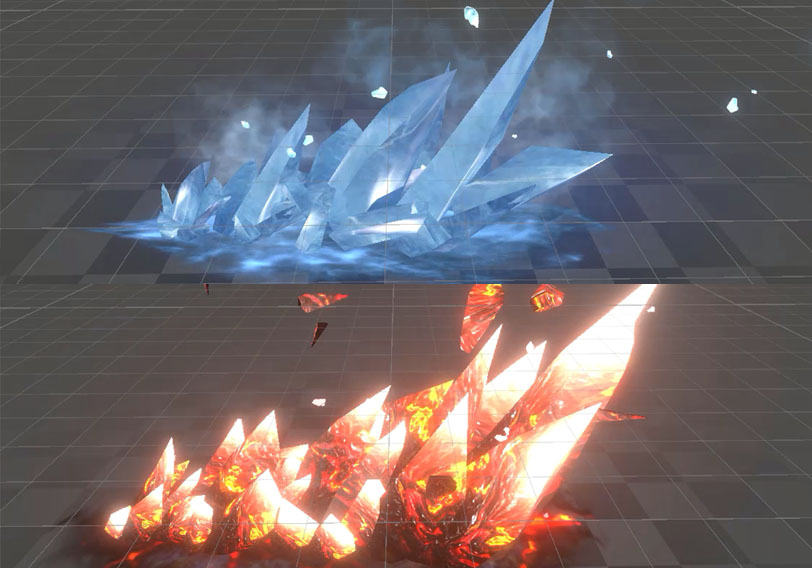 冰属性火属性_地刺石头-游戏特效案例库