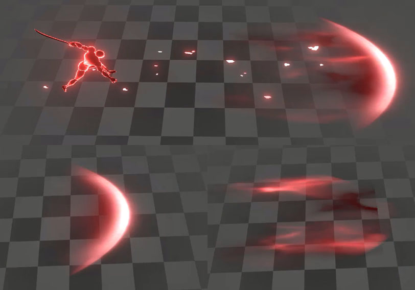 弹道飞行物_红色飞刀-游戏特效案例库