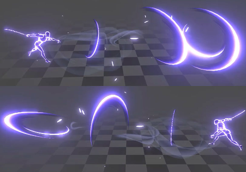 弹道飞行物_紫色飞刀-游戏特效案例库